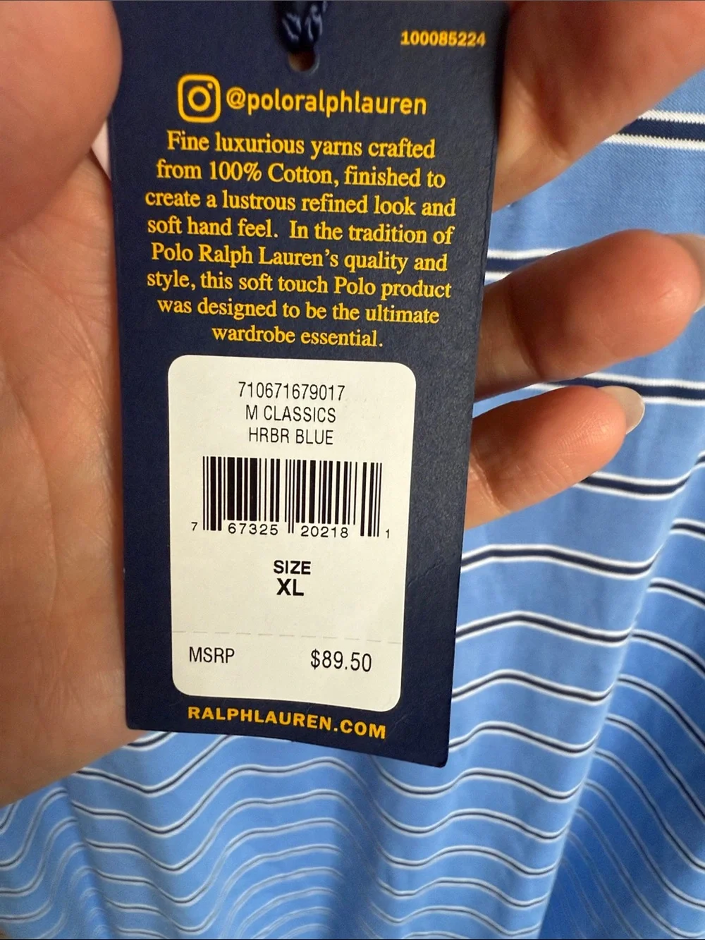 Polo by Ralph Lauren Light Blue Striped Polo with White & Navy Lines NWT